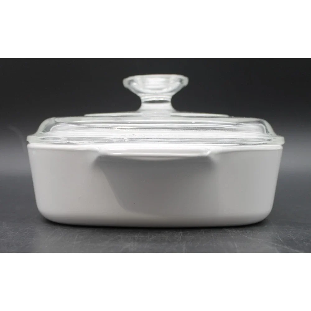 Vintage Corning Ware A-1-B 1 Liter Casserole Dish w Pyrex Lid Floral Basket